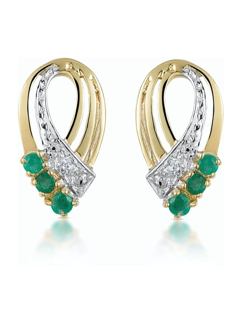 Diamond Store emerald and diamond earrings 8x15mm (British brand)
