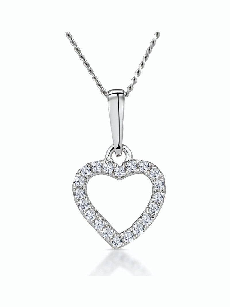 Stellato Diamond Heart Necklace 9K White Gold (British brand)