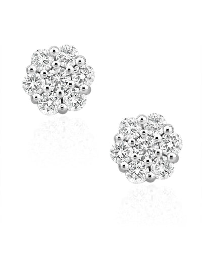 The Diamond Store White Gold Cluster Earrings Lab Diamond 0.50ct