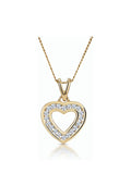 Diamond Store 0.20ct channel set heart necklace 9K gold tone (British brand)