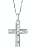 Lab Diamond Cross Pendant Necklace in 9K White Gold with Silver Chain, 0.25ct H/Si
