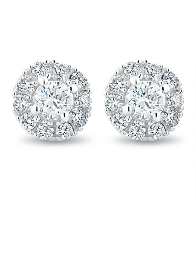 Next The Diamond Store 9K White Gold Halo Lab Diamond Earrings- Buy online at McGrocer