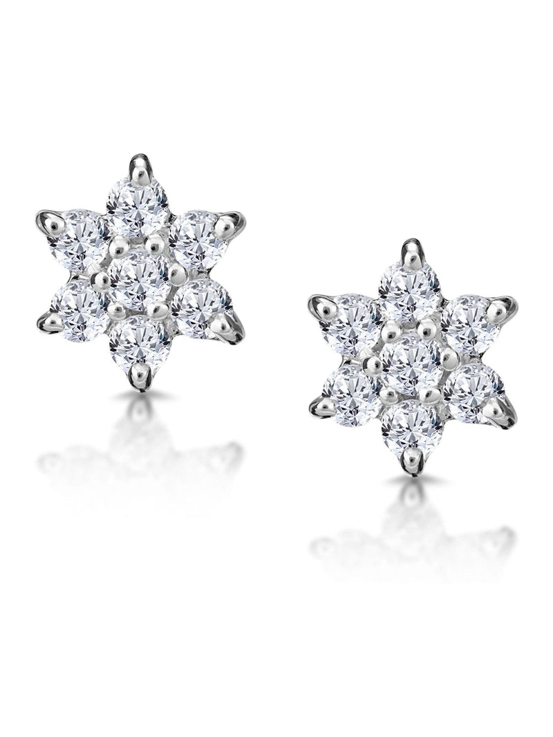 The Diamond Store 9K white gold 0.30ct star cluster earrings 7mm (British brand)