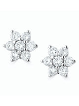 Next The Diamond Store 9K White Gold Flower Cluster Lab Diamond Earrings 0.50ct- Buy online at McGrocer