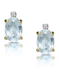 The Diamond Store Blue Aquamarine 0.80CT And Diamond 9K Earrings