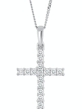 Next 0.25ct Lab Diamond Cross Pendant Necklace in 9K White Gold with Adjustable Chain- Buy online at McGrocer