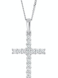 0.25ct Lab Diamond Cross Pendant Necklace in 9K White Gold with Adjustable Chain