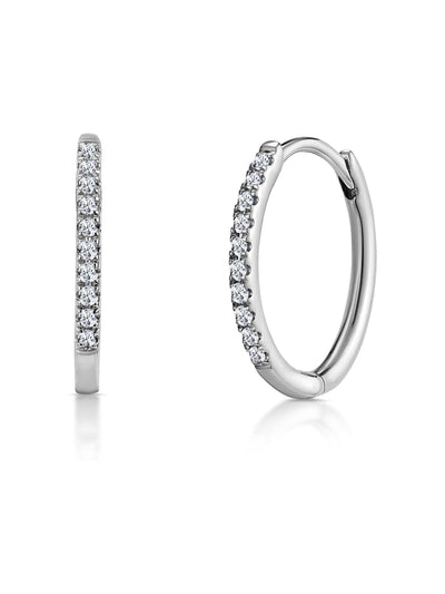 Next The Diamond Store 9K White Gold Hoop Earrings 13mm 0.09ct Stellato Encrusted- Buy online at McGrocer