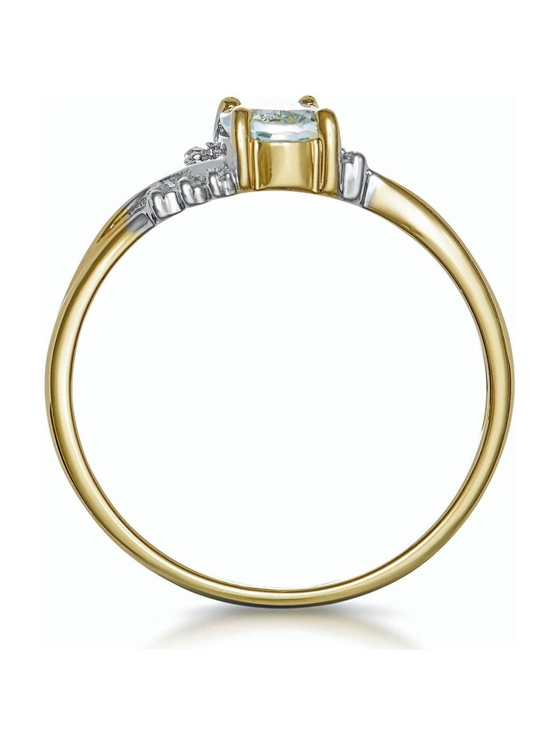 The Diamond Store 9K Gold Aquamarine Diamond Ring 0.70ct (British brand)
