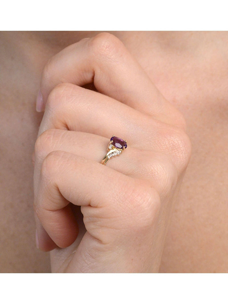 The Diamond Store yellow gold amethyst and diamond ring 0.68ct (British brand)