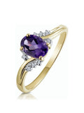 The Diamond Store yellow gold amethyst and diamond ring 0.68ct (British brand)