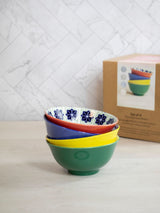 Next Kitchencraft Set of 4 Multi Coloured Patterned Ceramic Cereal Bowls 15cm- Buy online at McGrocer