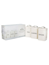 Next Kitchencraft Cream Vintage-Style Coffee, Sugar and Tea Storage Canisters 3-Piece Set- Buy online at McGrocer