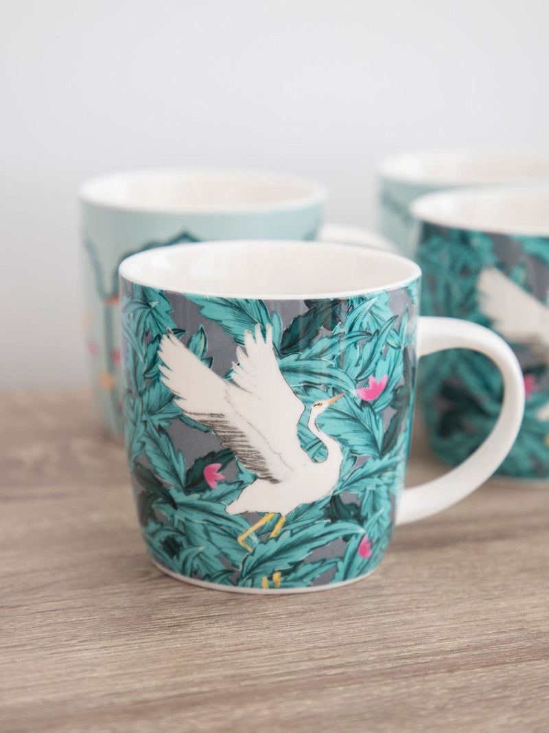 Kitchencraft green exotic bird colourful ceramic mugs 425ml, UK version