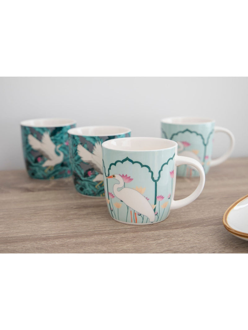 Kitchencraft green exotic bird colourful ceramic mugs 425ml, UK version