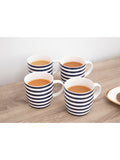 Kitchencraft blue striped ceramic mugs set of 4 425ml, UK version