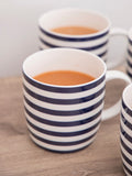 Kitchencraft blue striped ceramic mugs set of 4 425ml, UK version