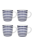 Kitchencraft blue striped ceramic mugs set of 4 425ml, UK version