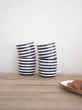 Kitchencraft blue striped ceramic mugs set of 4 425ml, UK version