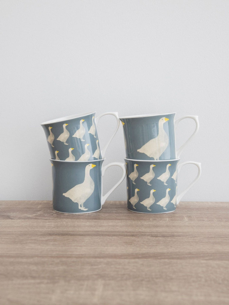 KitchenCraft grey goose bone china mugs 300ml set, UK version