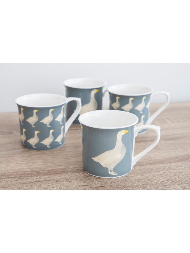 KitchenCraft grey goose bone china mugs 300ml set, UK version