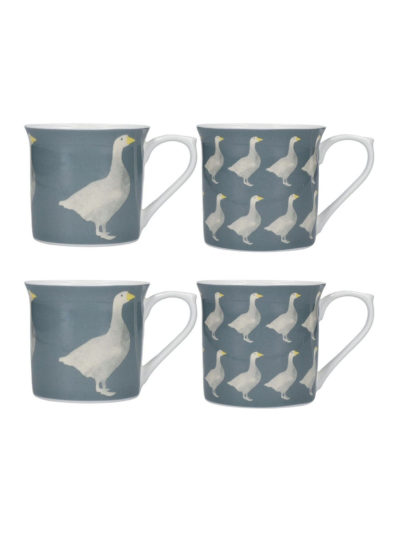 KitchenCraft grey goose bone china mugs 300ml set, UK version