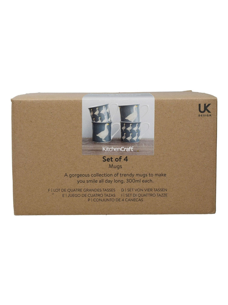 KitchenCraft grey goose bone china mugs 300ml set, UK version