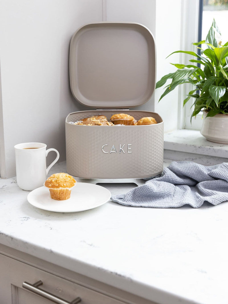 Kitchencraft cream textured square cake storage tin large, UK version