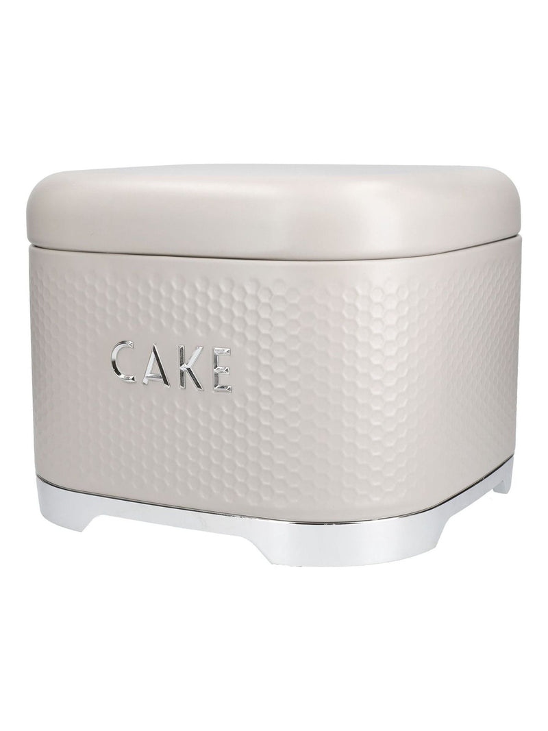 Kitchencraft cream textured square cake storage tin large, UK version
