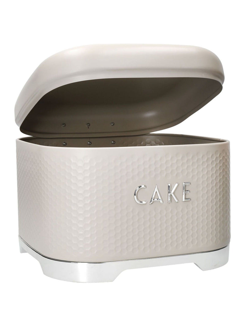 Kitchencraft cream textured square cake storage tin large, UK version