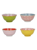 Kitchencraft set of 4 pink patterned ceramic cereal bowls, UK version