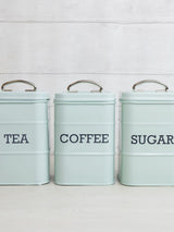 Next Kitchencraft Blue Metal Tea, Coffee & Sugar Canisters 3pc Set- Buy online at McGrocer