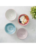 Kitchencraft pink patterned floral ceramic cereal bowls set of 4, UK version