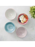 Kitchencraft pink patterned floral ceramic cereal bowls set of 4, UK version