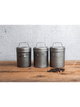 Next Kitchencraft Set of 4 Grey Metal Tea, Coffee and Sugar Canisters- Buy online at McGrocer