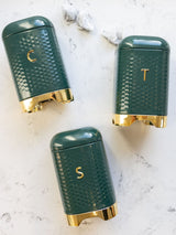 Next Kitchencraft Green Textured Geometric Tea Coffee Sugar Canisters Set- Buy online at McGrocer