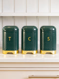 Kitchencraft green textured geometric tea coffee sugar canisters set, UK version