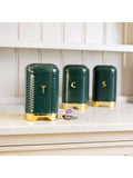 Kitchencraft green textured geometric tea coffee sugar canisters set, UK version