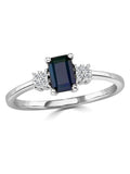 The Diamond Store Sapphire Ring 9K White Gold 6x4mm (British brand)