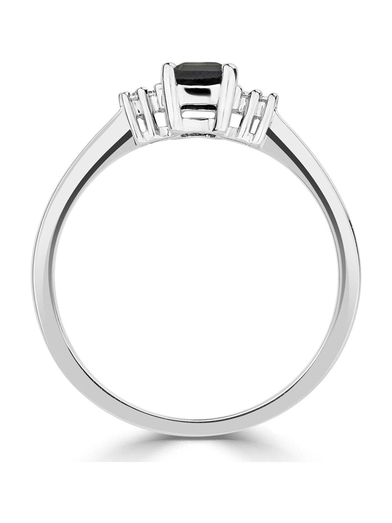 The Diamond Store Sapphire Ring 9K White Gold 6x4mm (British brand)