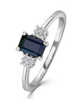 The Diamond Store Sapphire Ring 9K White Gold 6x4mm (British brand)