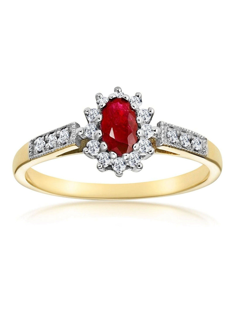 The Diamond Store ruby diamond gold ring (British brand)