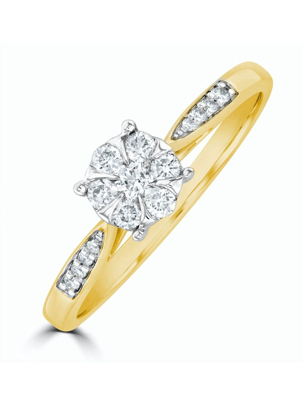 The Diamond Store 9K Yellow Gold Lab Diamond Engagement Ring With Shoulders 0.25ct