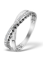 Next The Diamond Store 9K White Gold Black Diamond Crossover Ring- Buy online at McGrocer