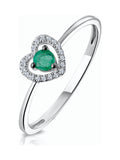 Heart-Shaped Emerald and Diamond Ring in 9K White Gold