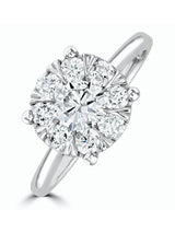 Next 9K White Gold 1 Carat H/Si Lab Diamond Cluster Solitaire Ring- Buy online at McGrocer
