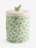 Sage green ceramic biscuit jar with chicken topper 22cm (British brand)