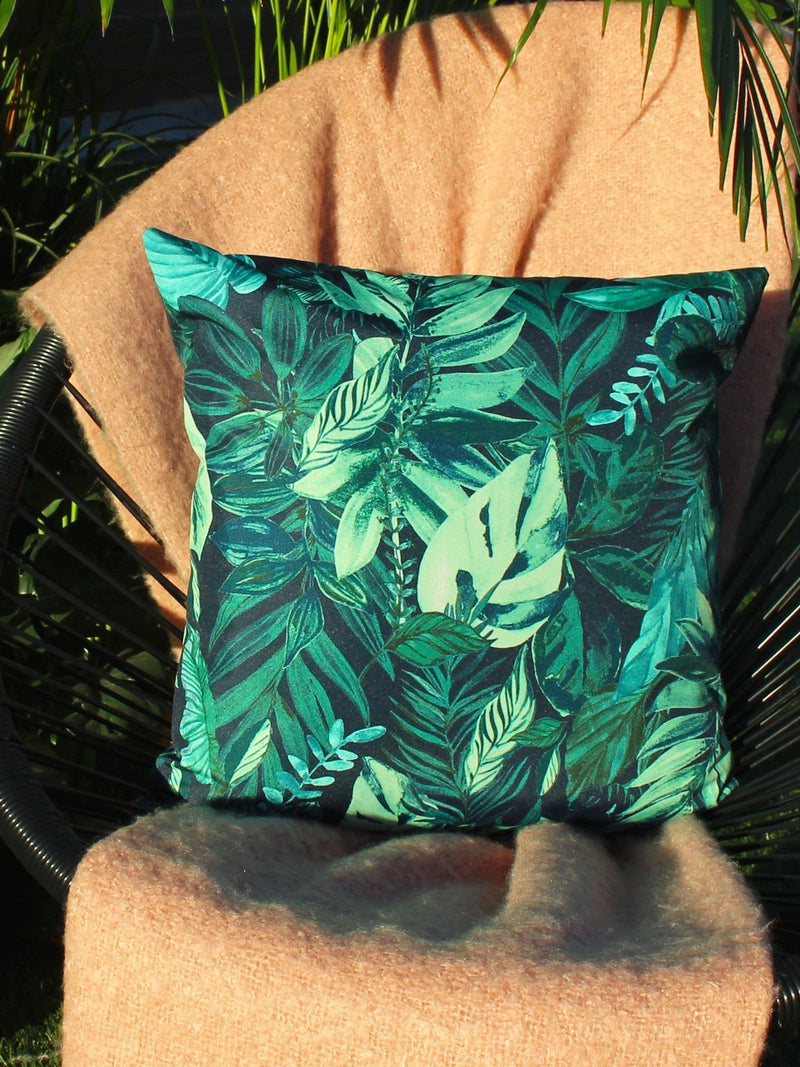 Furn green psychedelic jungle outdoor polyester cushion 43cm, UK version
