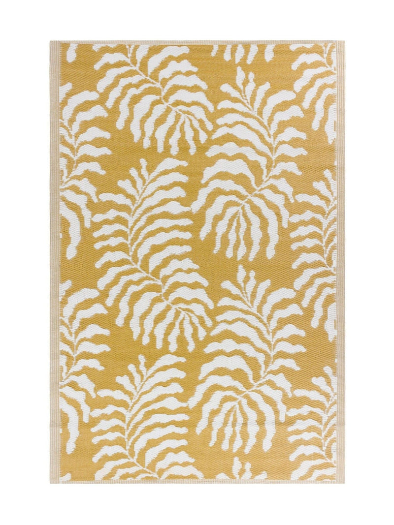 Furn Mustard Tocorico outdoor rug reversible leaf pattern (British brand)