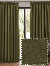 Next Furn Olive Green Dawn Textured Blackout Pencil Pleat Curtains- Buy online at McGrocer